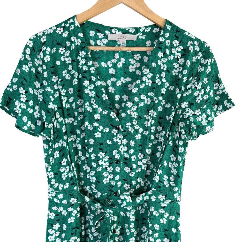 LOFT Green Floral Midi Dress - Picture 3 of 12